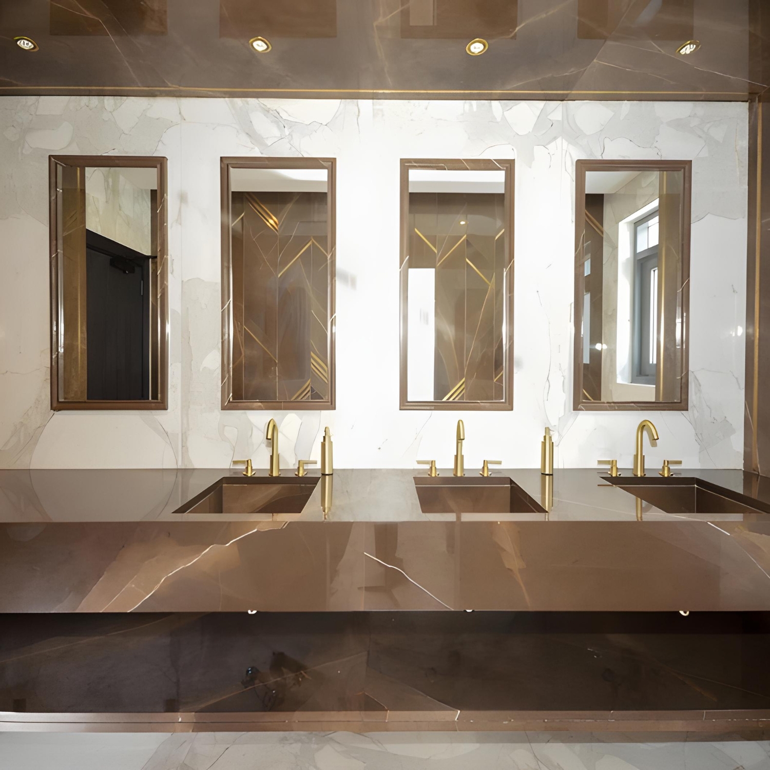 Olive Maroon Bathroom Mirror