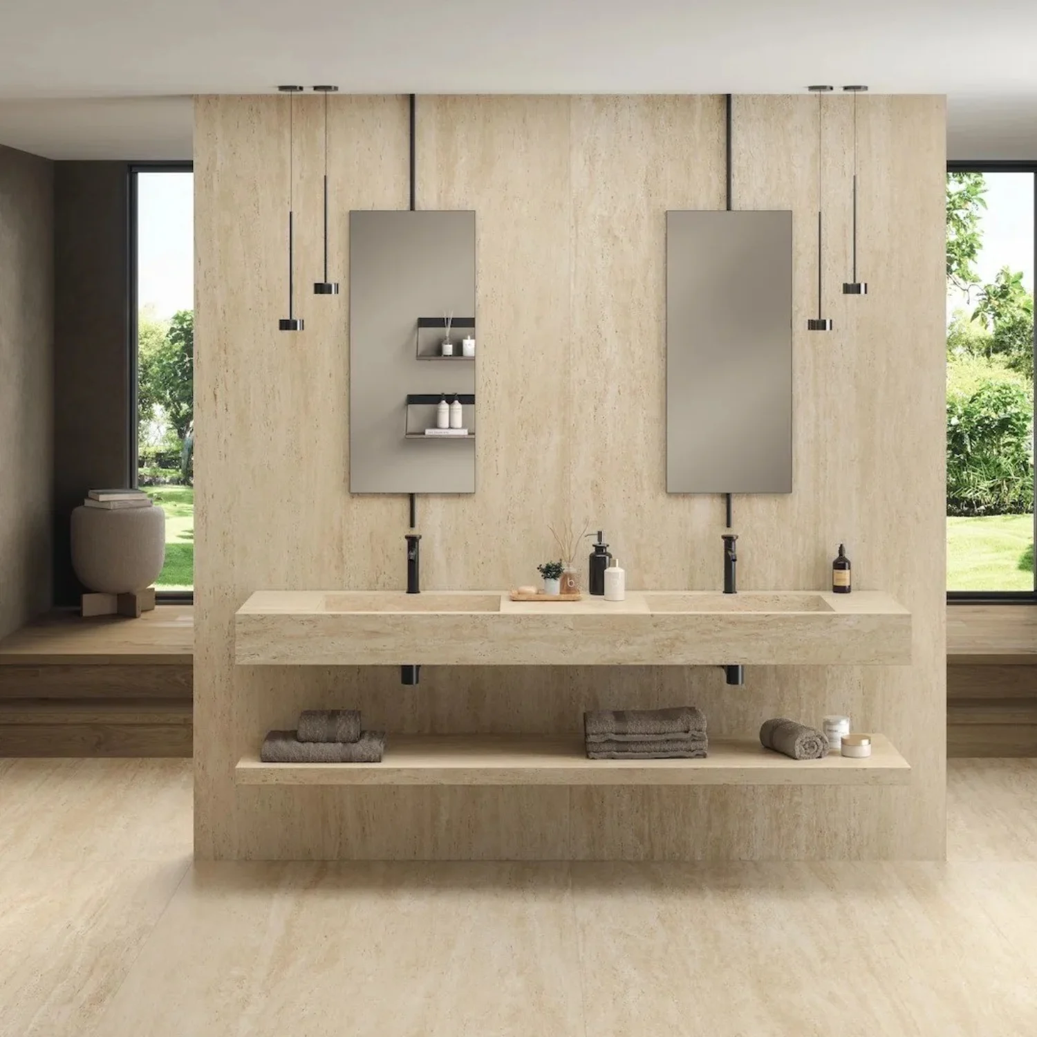Travertine Vein Cut Bathroom