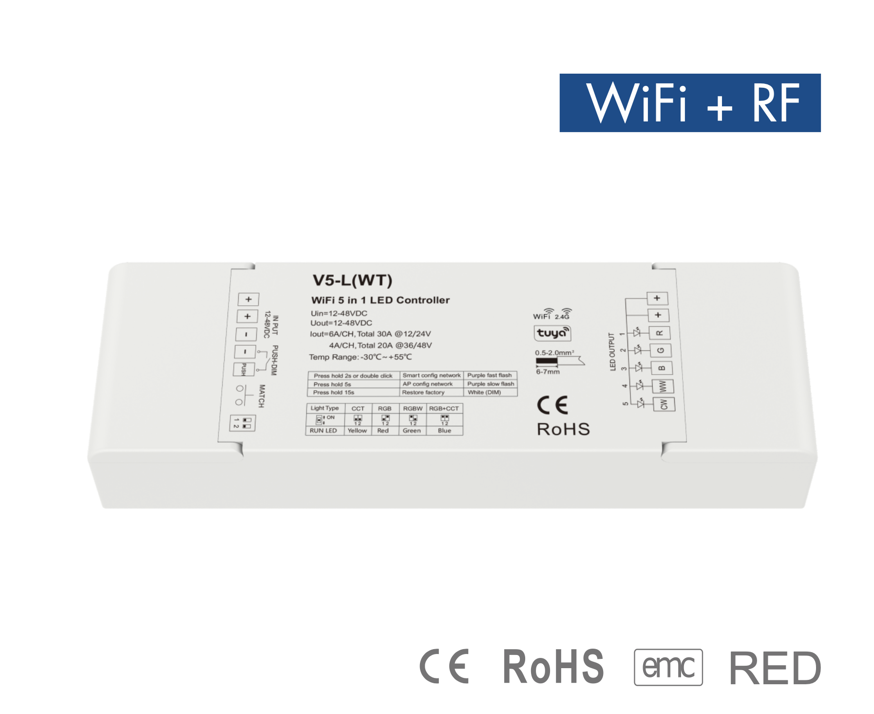 WiFi & RF 5 in1 LED Controller