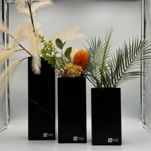 Black Marble Trio Vase Set