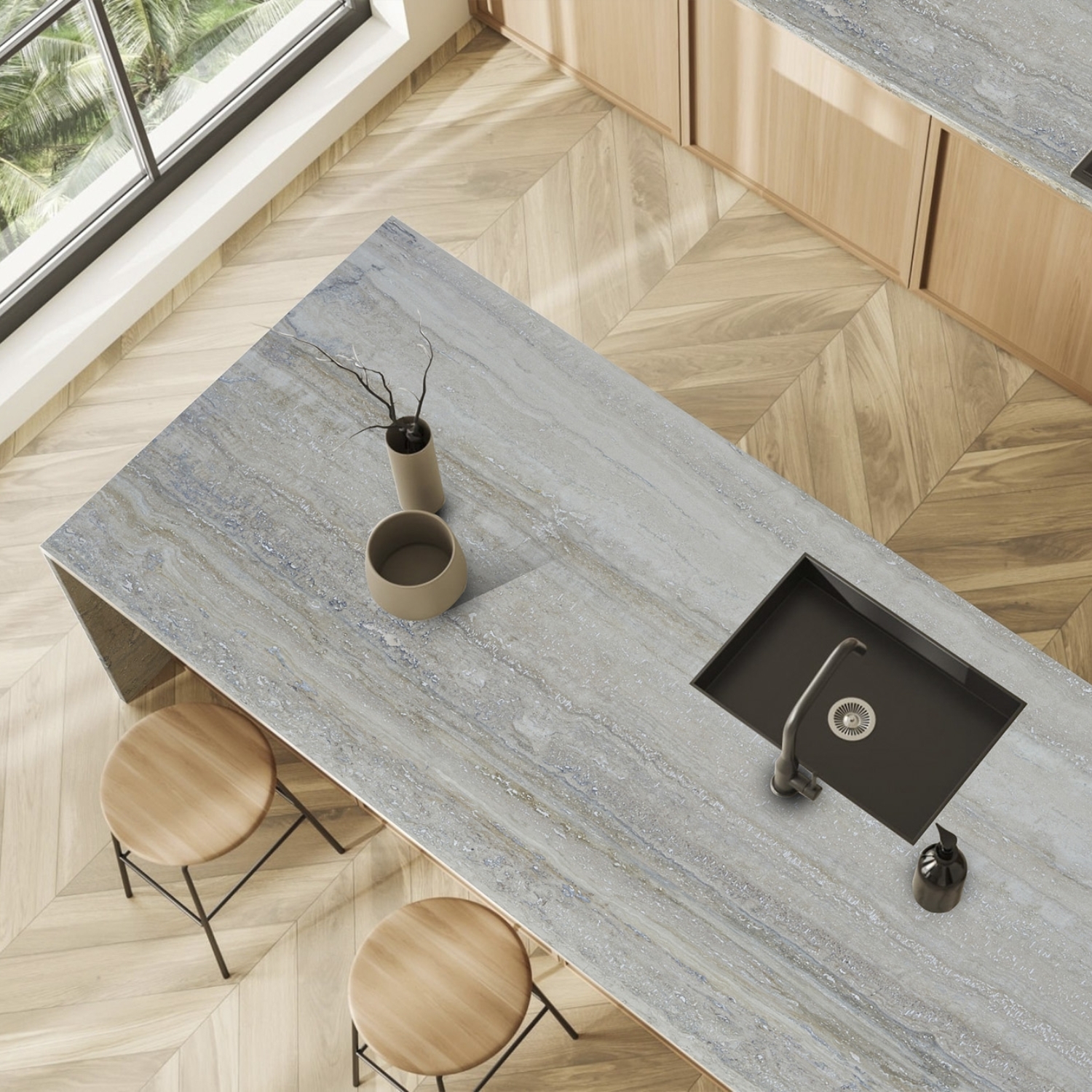 Travertine Silver Vein Cut Benchtop