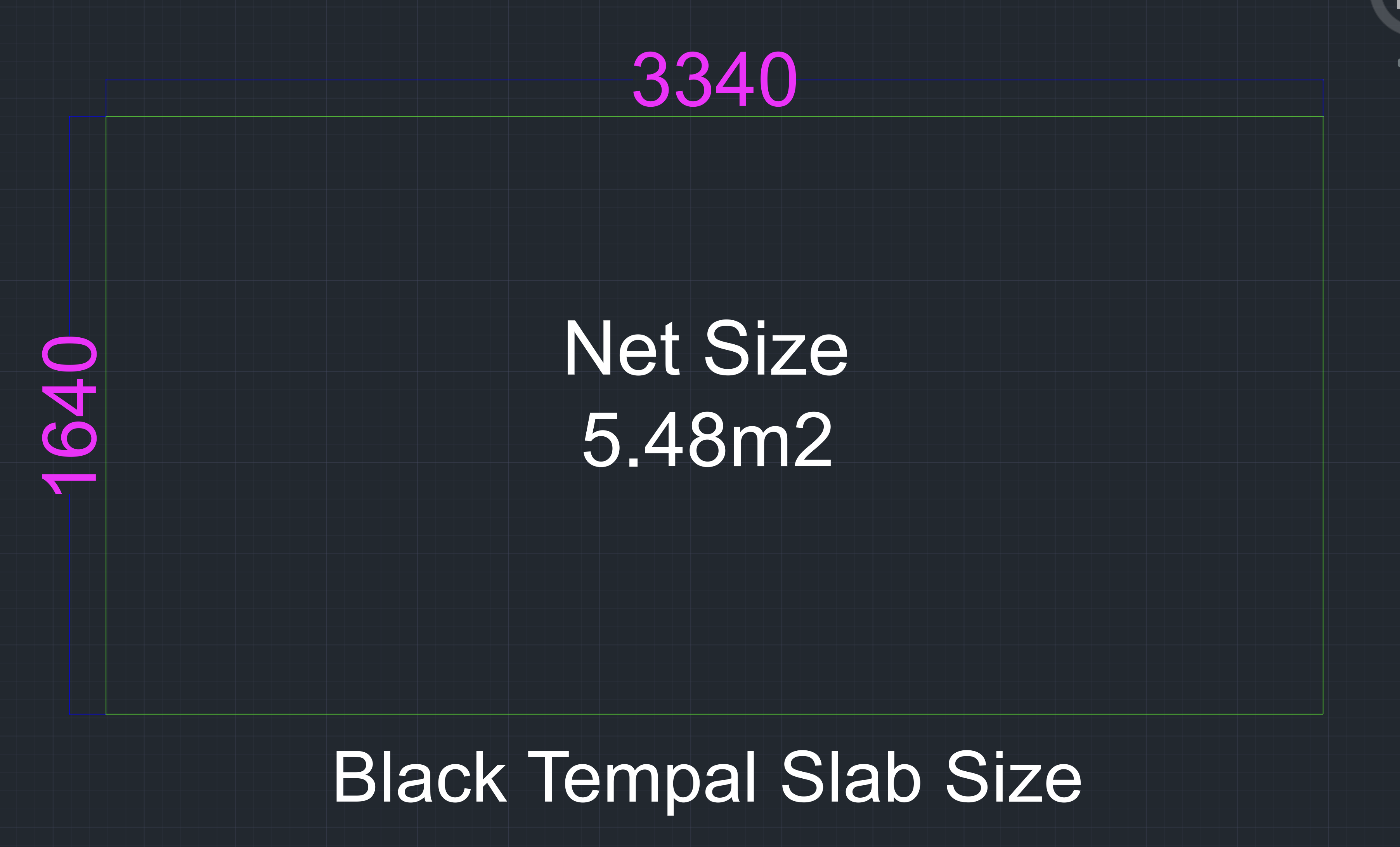 Black Tempal Slab Size