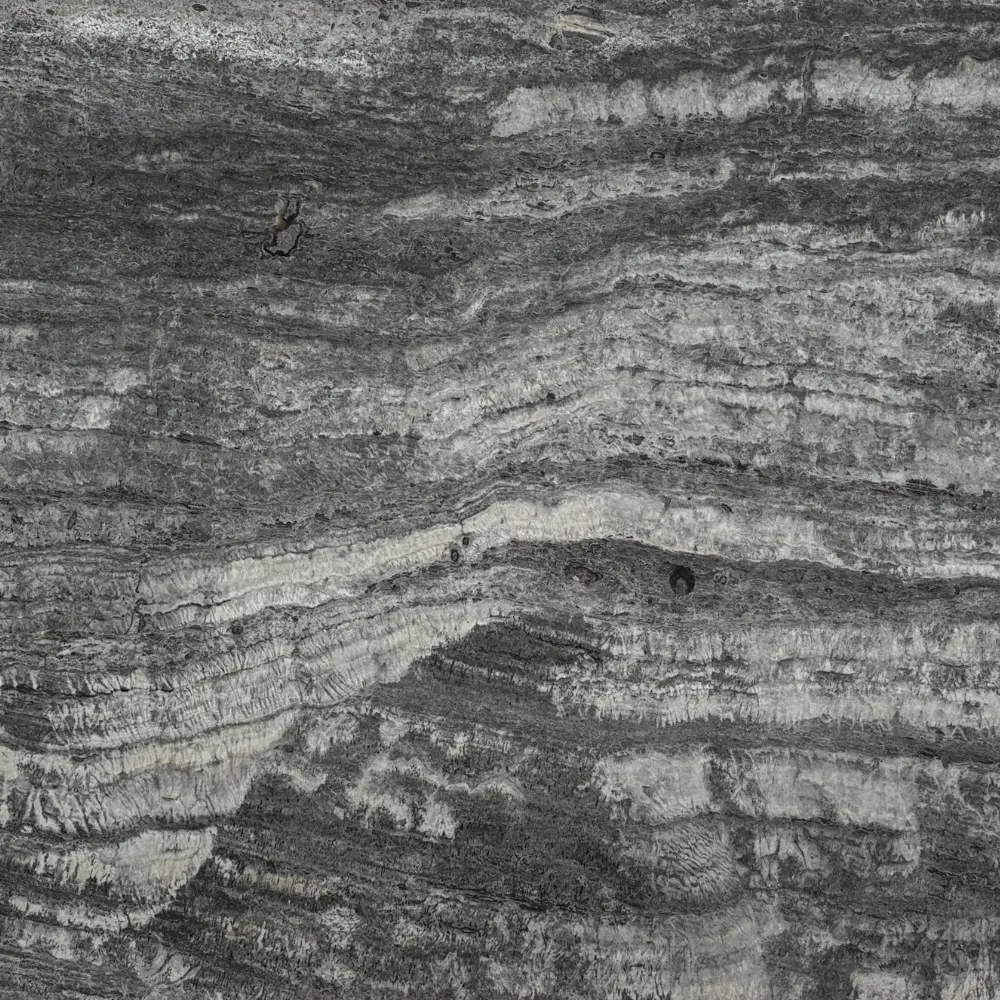 Graphite Silver Travertine Close Look
